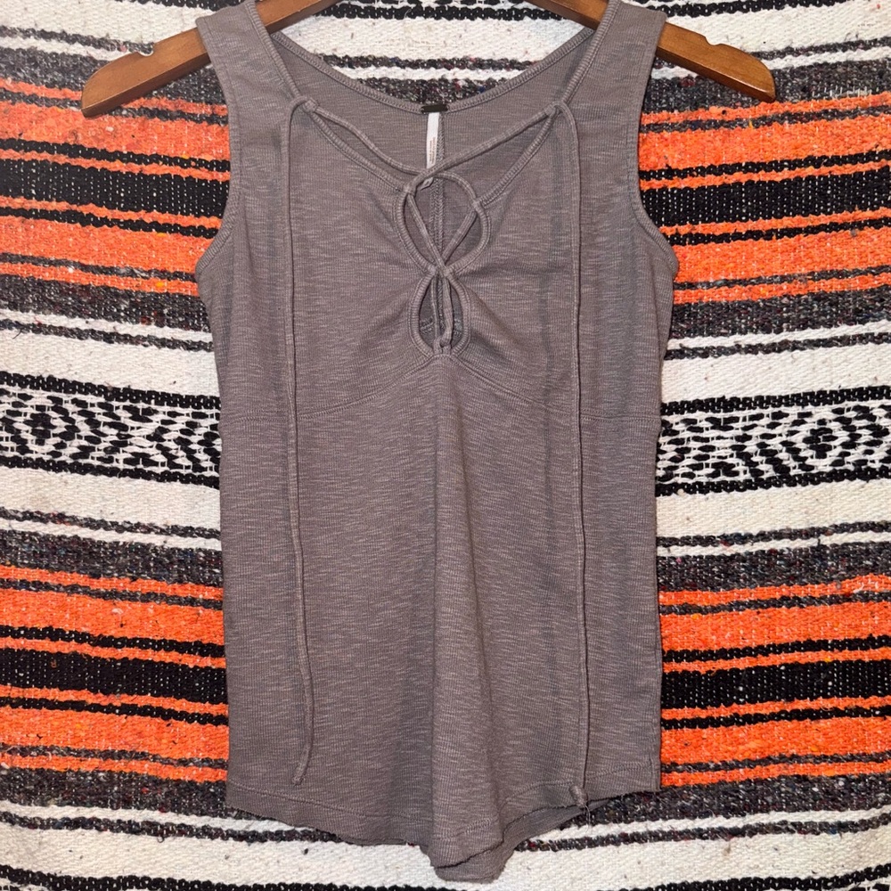 free people tie front tank top